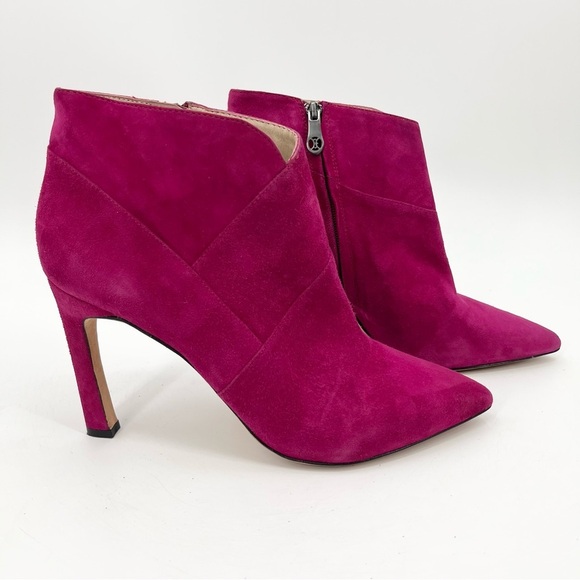Carolinna Espinosa Adolfo Pink Suede Leather Heel Ankle Bootie Size 10 - Picture 1 of 13